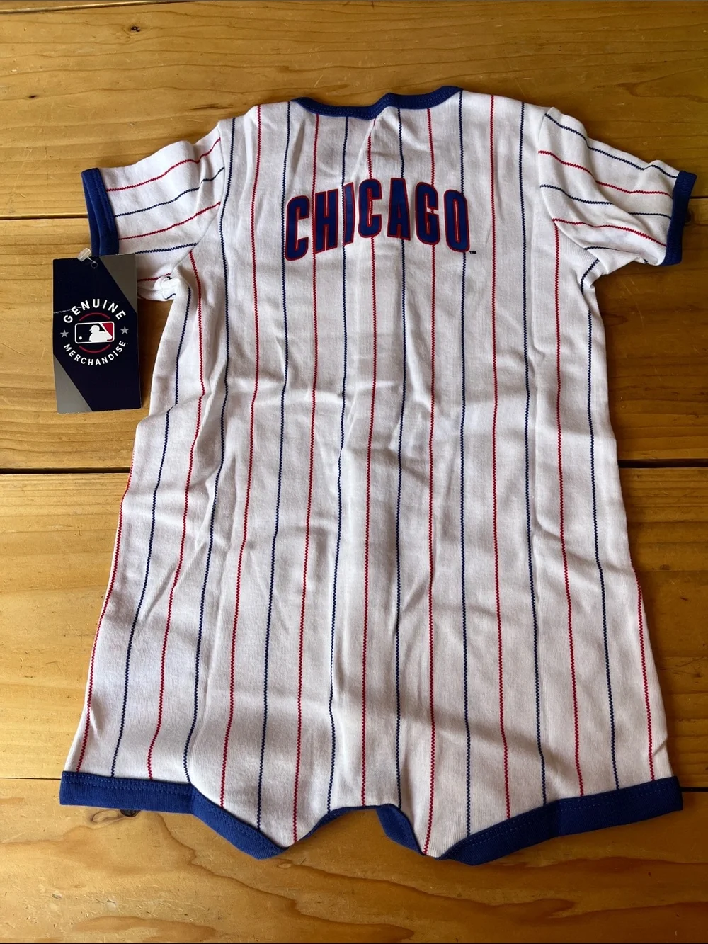 Chicago Cubs Infant Pinstripe Romper - White/Blue/Red, 18 months NWT